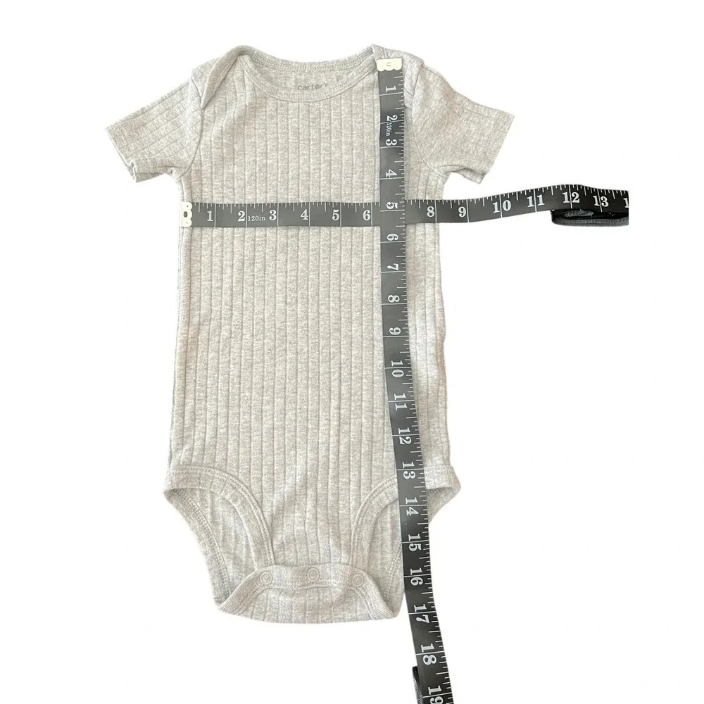 Carters Child of Mine Baby Bodysuit 18M Heather Grey Short Sleeve Onesie (0954)